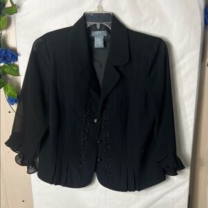 Koret Black Women's Blazer with Ruffle Sleeves